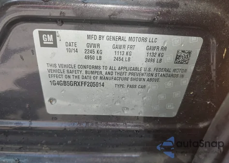 2015 Buick Lacrosse Leather from USA, damaged, VIN 1G4GB5GRXFF205014